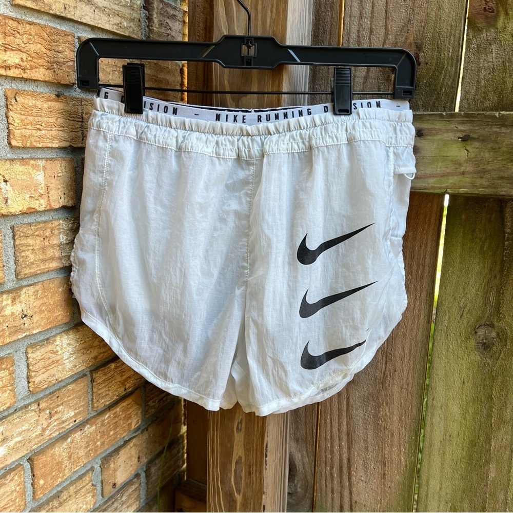 Nike Women's Athletic Shorts in White with Black Swoosh
